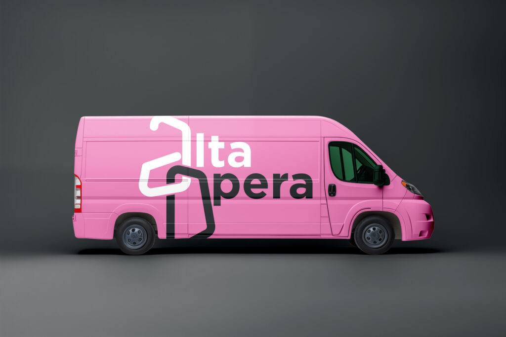 Mise en situation du logo d'Alta Opera sur un camion