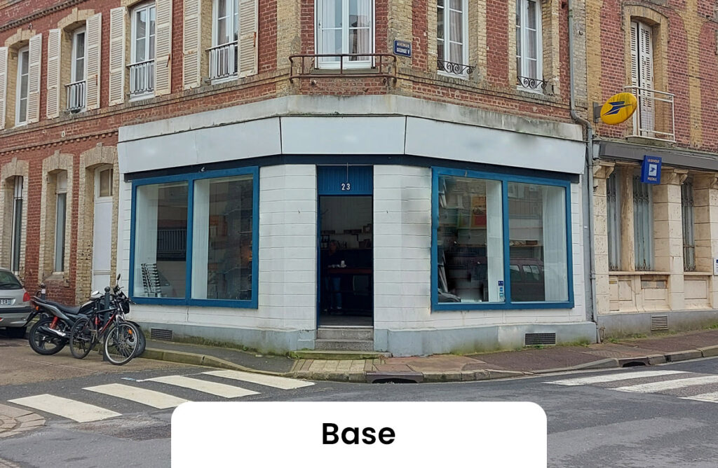 Façade avant habillage de la poissonnerie "Les Ondes Marines"