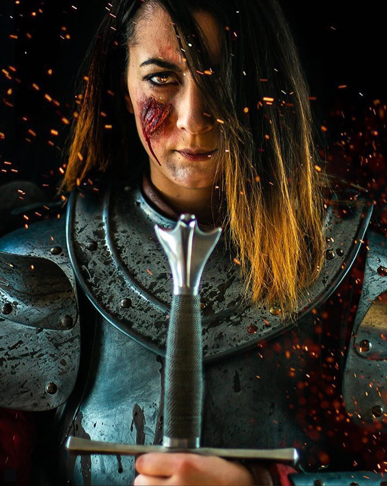 Portrait d'une représentation de Jeanne d'Arc en Guerrière