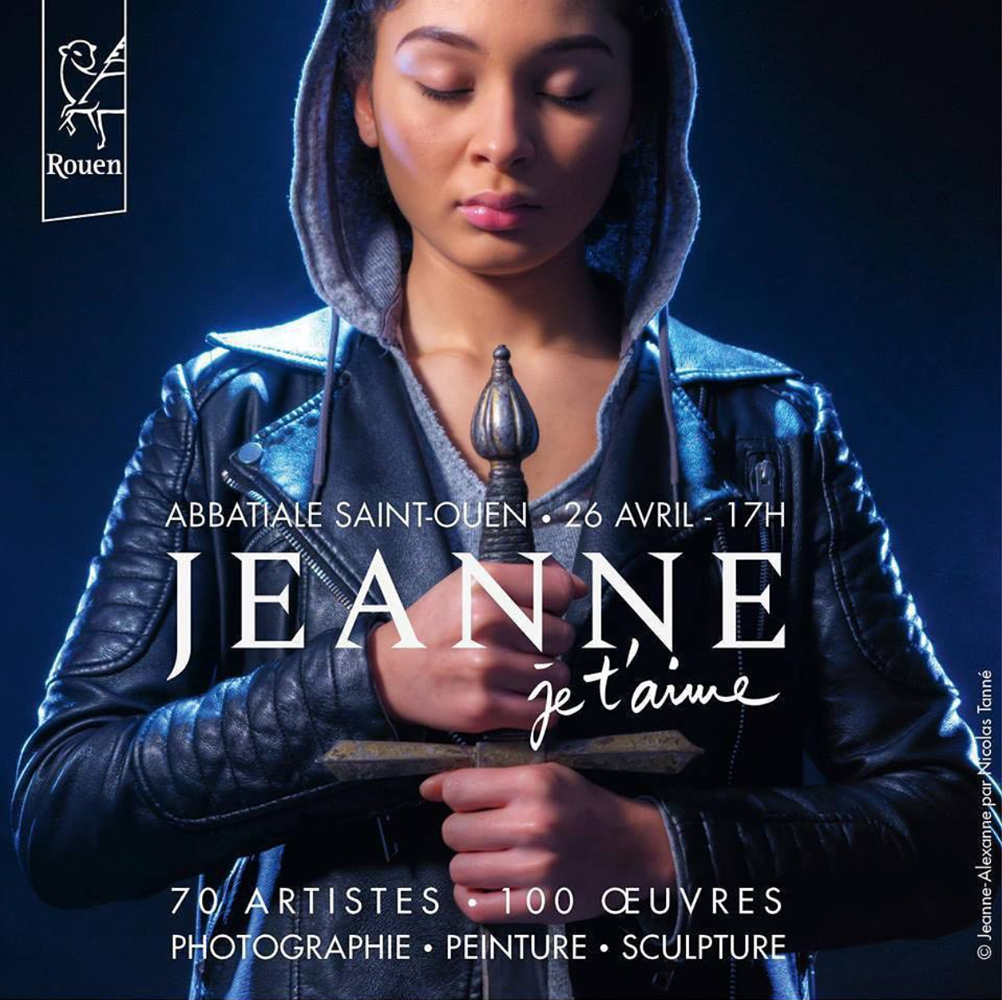 Visuel à destination des réseaux sociaux pour l'exposition Jeanne Je T'aime à l'abbatiale Saint-Ouen en 2019