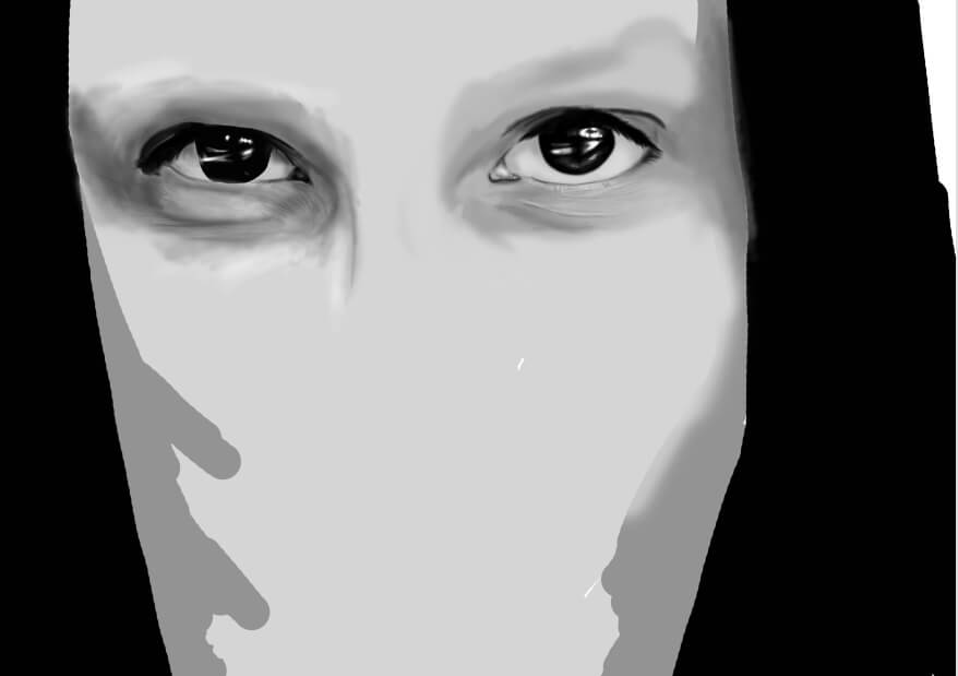 Process de l'llustration digitale du portrait de Olga