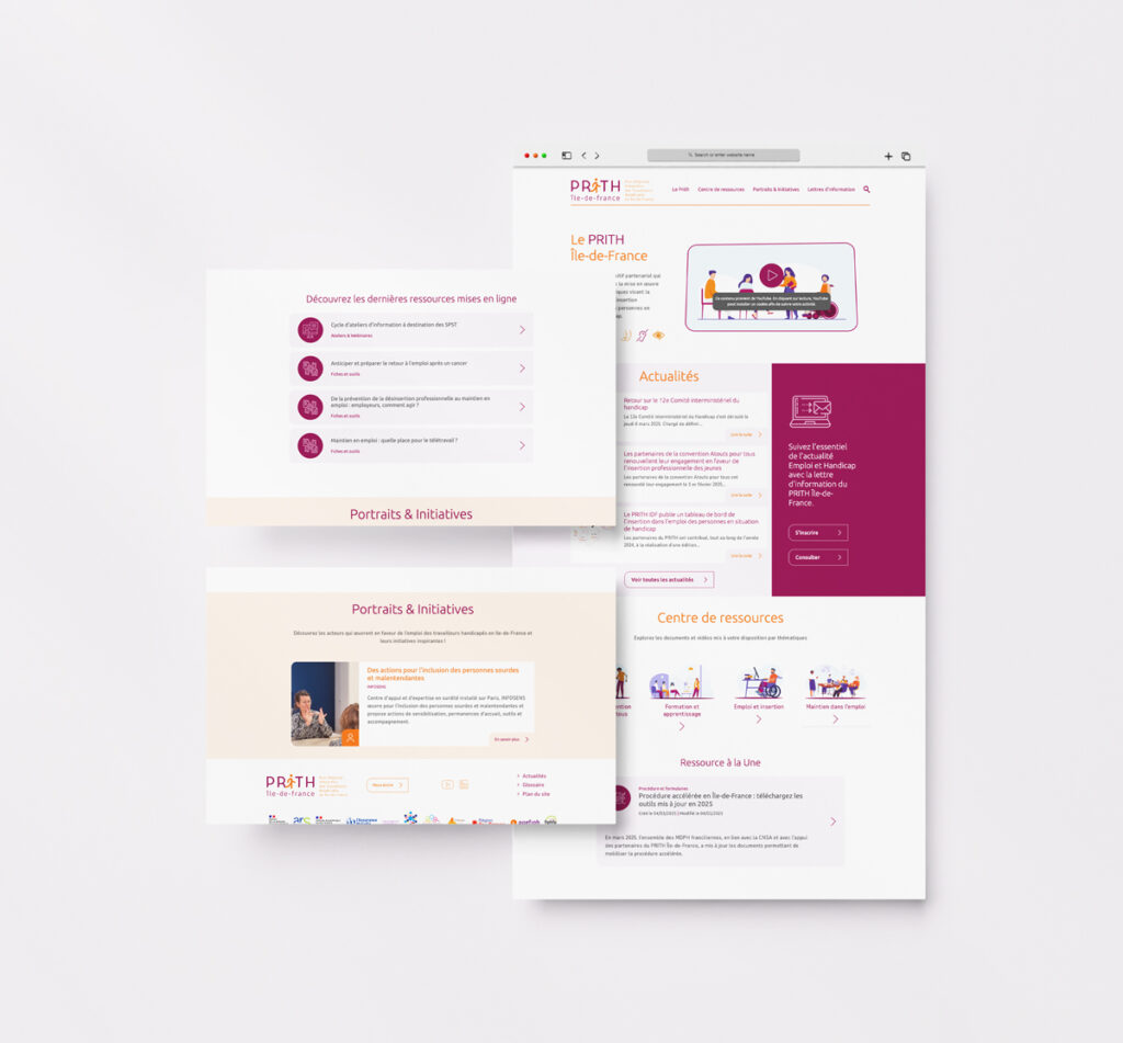 Mise en situation du web design pour le site de Prith