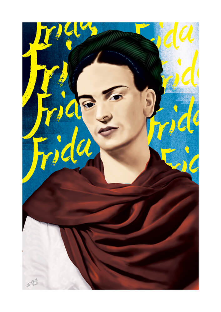Illustration digitale d'un portrait de Frida Kahlo